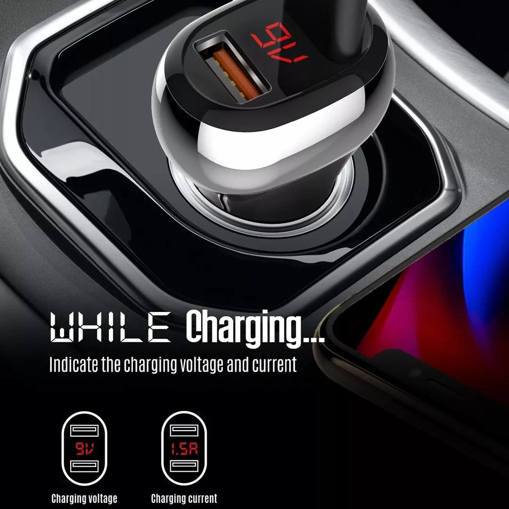 LDNIO C2 Dubbel QC3.0 Billaddare 36W Dubbla USB-portar LED-display Batteriövervakning Snabbladdning Cigarettändaruttag Biladapter