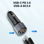 LDNIO C510Q 36W billaddare med dubbla portar och USB-C till USB-C-kabel 20W PD3.0 18W QC3.0 snabbladdningsadapter för mobil och surfplatta