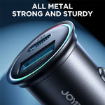JOYROOM JR-CCN04 60W Fast Charging Mini Metal Car Charger Dual-Port USB-A+Type-C Cigarette Lighter Charger