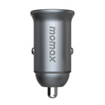 MOMAX PD 30W Type-C+USB-telefonhurtigoplader ABS+Aluminiumslegering Biloplader (CE-certificeret)