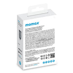 MOMAX PD 30W Type-C+USB-telefonhurtigoplader ABS+Aluminiumslegering Biloplader (CE-certificeret)