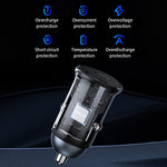 MOMAX PD 30W Type-C+USB-telefonhurtigoplader ABS+Aluminiumslegering Biloplader (CE-certificeret)