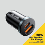 ESSAGER ES-CC12 PD 30W Double Ports Mini Car Charger Lightweight Cigarette Lighter Charger for 12-24V Vehicles
