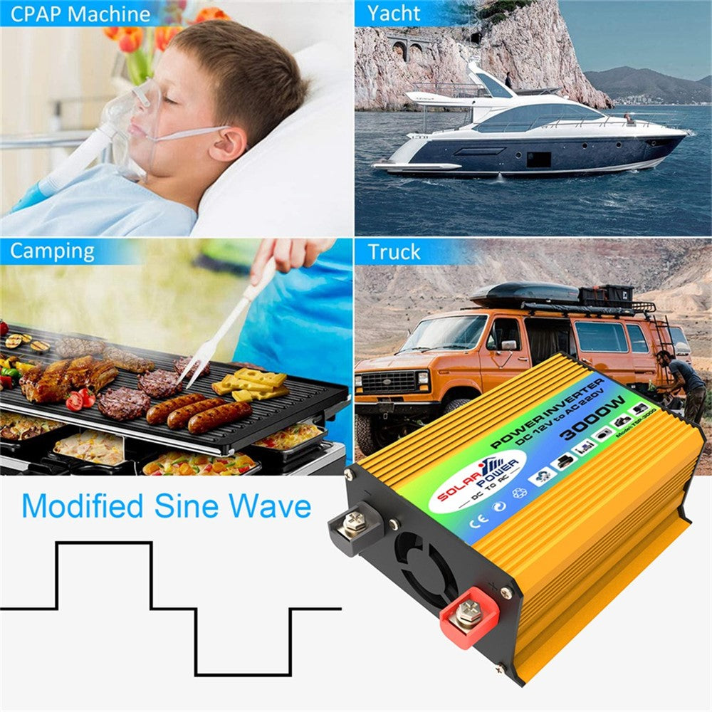 Tang I 12V til 220V 3000W intelligent bilinverter med dobbelt USB til camping og rejser