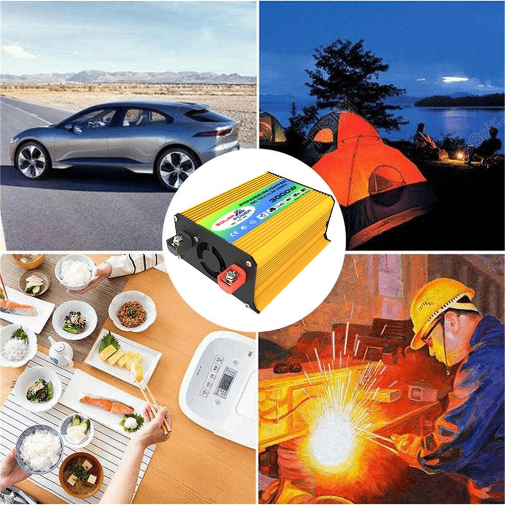 Tang I 12V til 220V 3000W intelligent bilinverter med dobbelt USB til camping og rejser