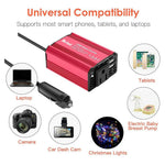 MEIND M6500 150W bilstrømomformer 12V DC til 220V AC-konverter med dobbelt USB-porte