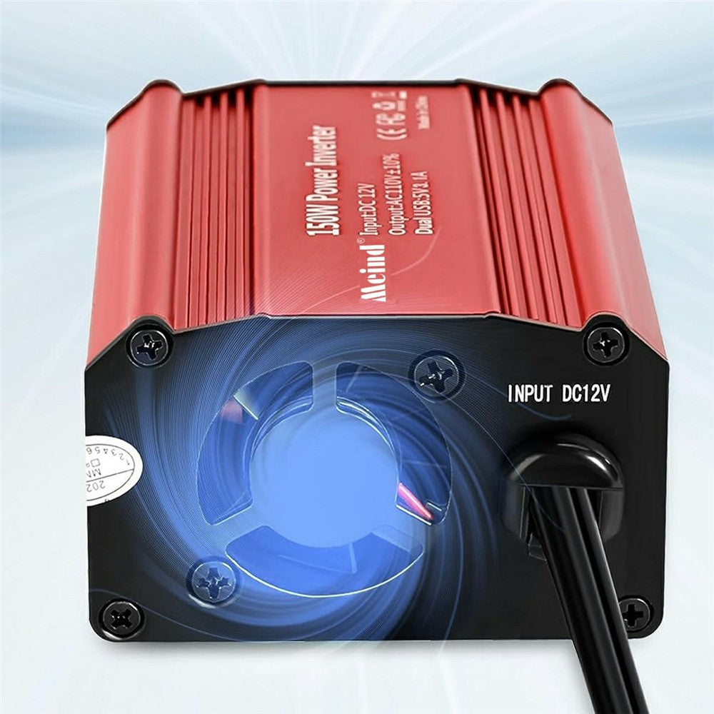 MEIND M6500 150W bilstrømomformer 12V DC til 220V AC-konverter med dobbelt USB-porte