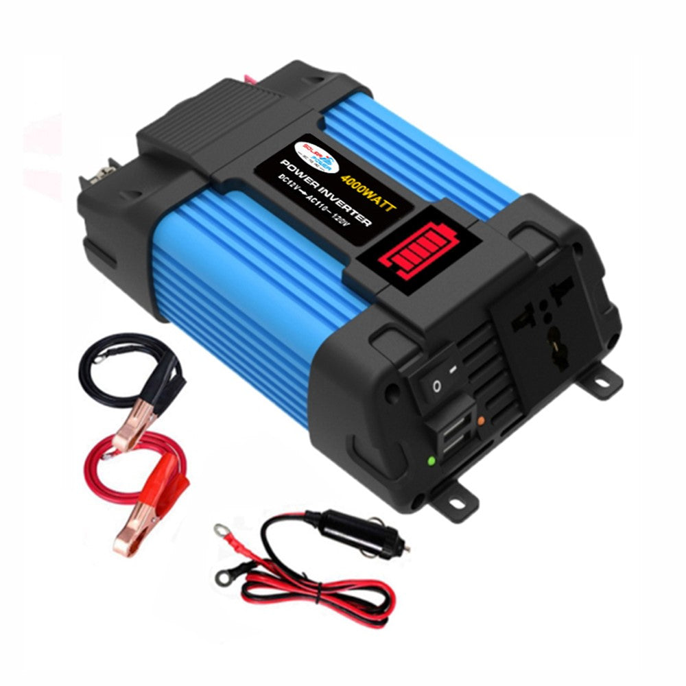 SOLIKETECH 300W 12V-110V strøminverter LED-batteridisplay Mini-bilstrøminverterkonverter med cigarettænderkabel