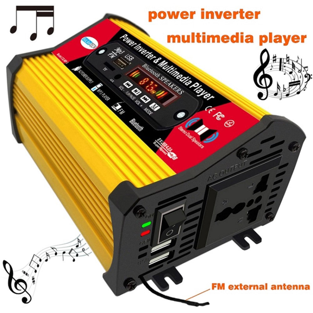 SOLIKETECH 300W Car Power Inverter with Bluetooth / MP3 / FM Multimedia Player 12V-220V Inverter Converter