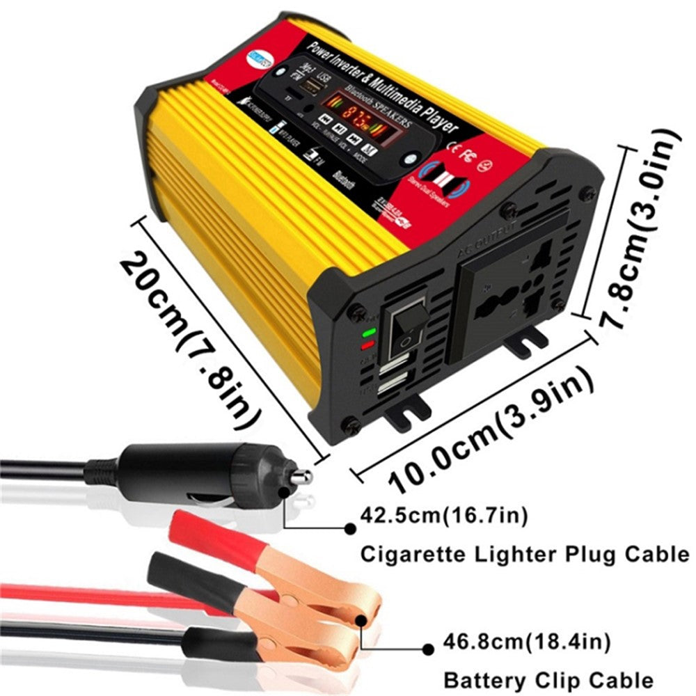 SOLIKETECH 300W Car Power Inverter with Bluetooth / MP3 / FM Multimedia Player 12V-220V Inverter Converter