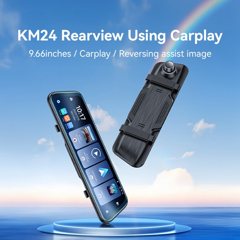 YESIDO KM24 Carplay Streaming Rearview Mirror Dash Cam Android Auto Airplay Screen