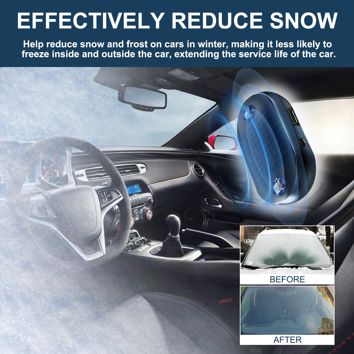 RAYHONG For Car Windshield / Side Mirror Solar Ice Removal Instrument Electromagnetic Insulation Anti-freeze Device