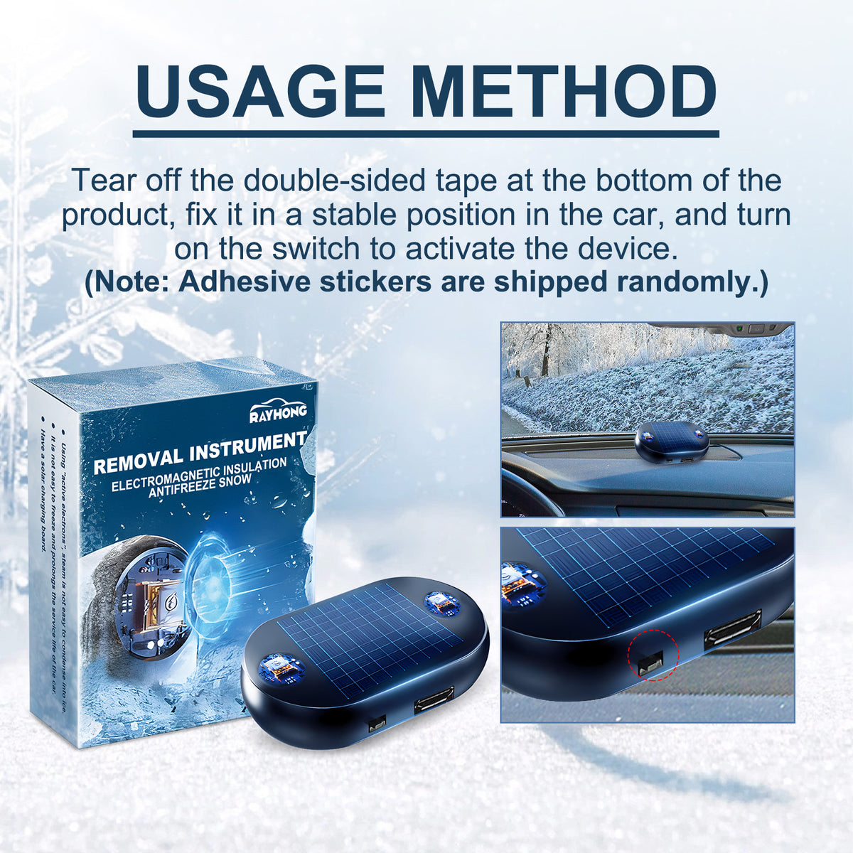 RAYHONG For Car Windshield / Side Mirror Solar Ice Removal Instrument Electromagnetic Insulation Anti-freeze Device