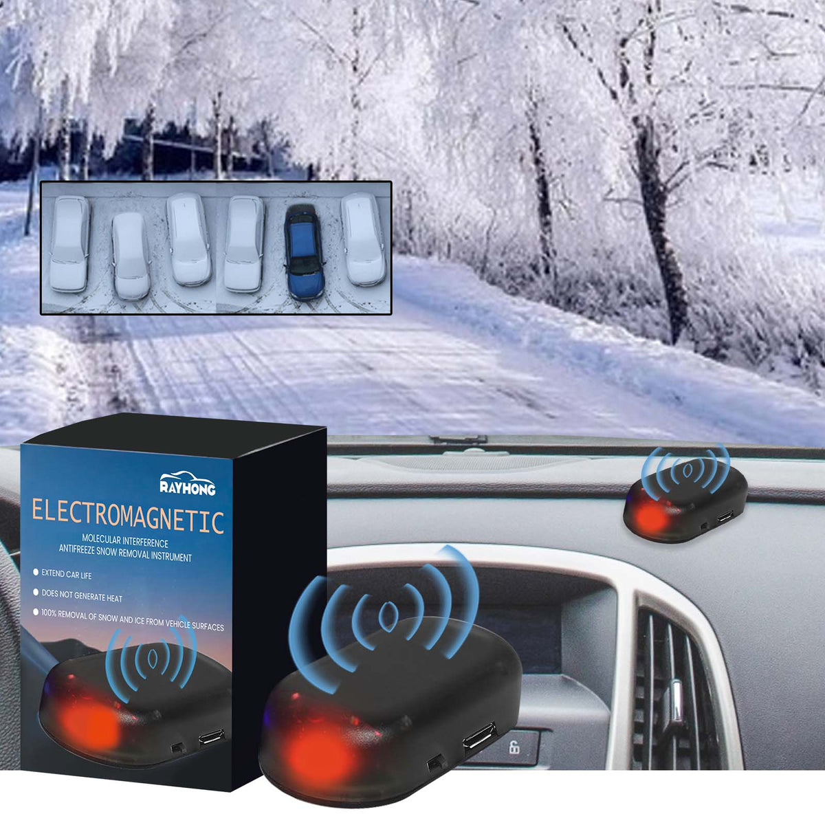 RAYHONG Bil Forrude Afrimer Elektromagnetisk Anti-frost Enhed Bærbar Is- og Snefjernelsesværktøj