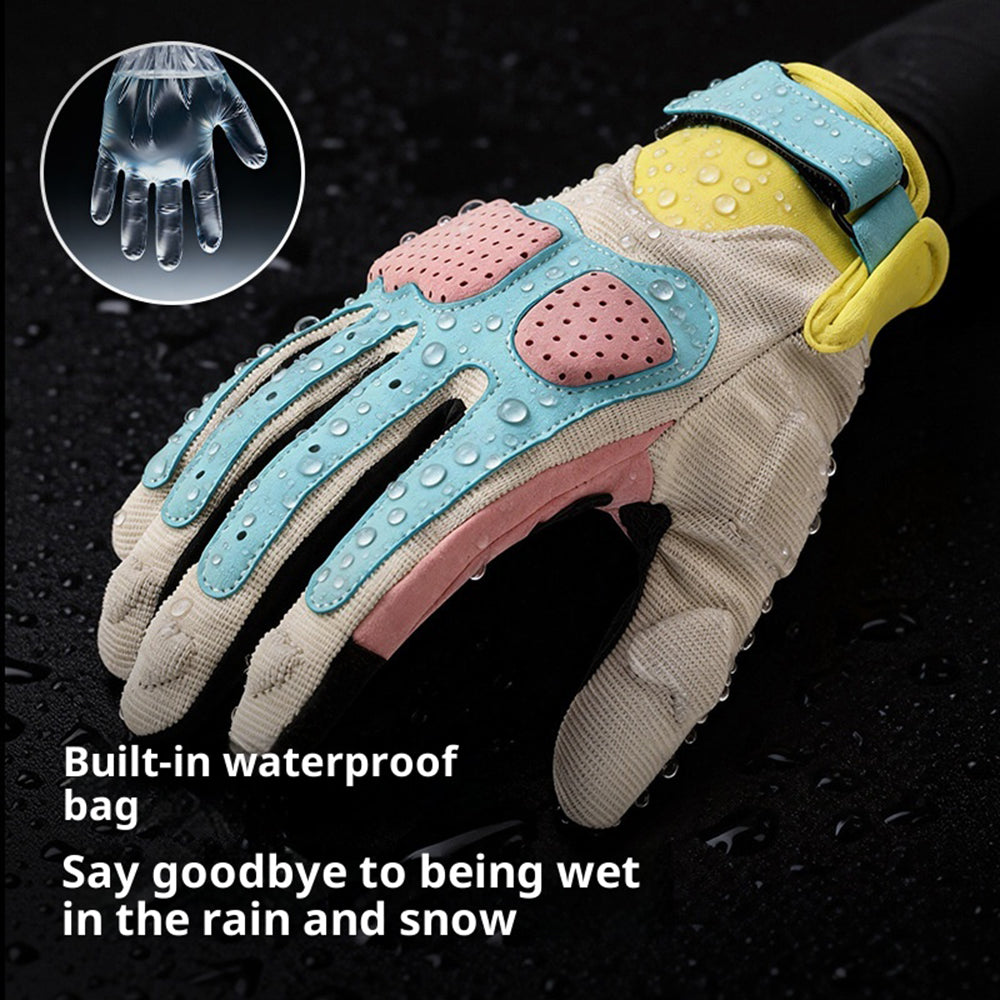 GOLOVEJOY Shock Absorbing Touchscreen Motorcycle Gloves Waterproof Winter Fleece Lined Mittens