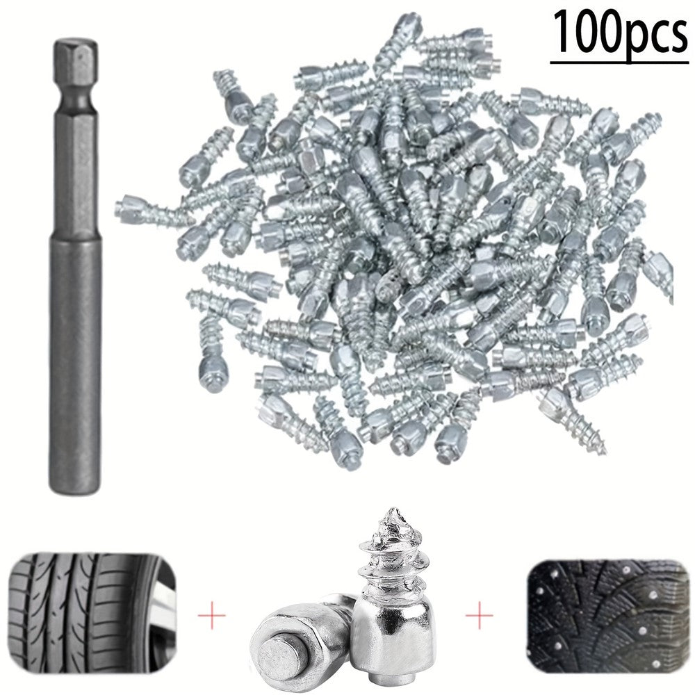100 st 9 x 4 mm skruvdäckdubbar för bil, lastbil, motorcykel, cykel, dammdäcksdubbar