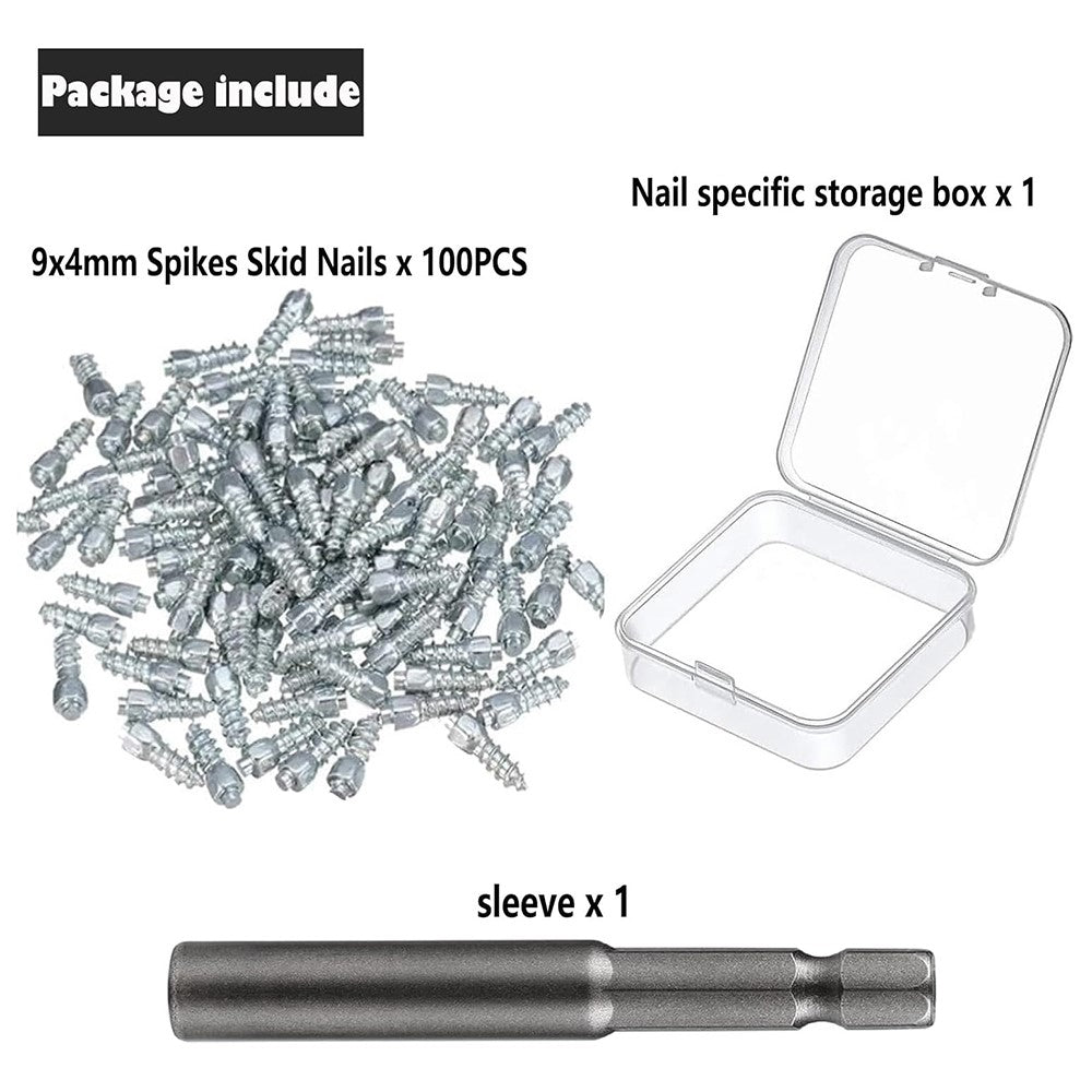 100 st 9 x 4 mm skruvdäckdubbar för bil, lastbil, motorcykel, cykel, dammdäcksdubbar