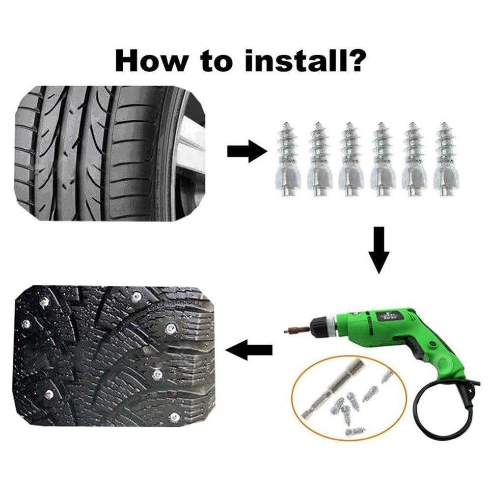 200Pcs 9 x 4mm Screw in Tire Studs Wheel Tyre Studs for Car Truck Motorcycle Bicycle Boot Tire Spikes