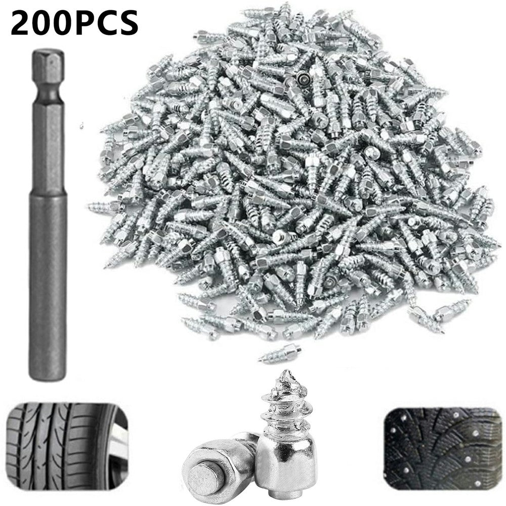 200 Pcs 12 x 4mm Screw-in Tire Studs Wheel Tire Studs for Car Truck Motorcycle Bicycle Boot Tire Spikes