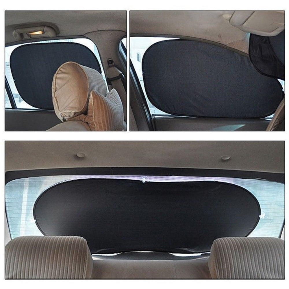 BY-342 6Pcs Car Windshield Sun Shade Set Silver Coated Cloth Car Windshield Cover Front Rear Window Visor