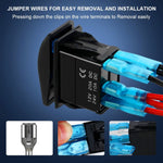 Horn Button Momentary Rocker Switch LED Light 12V 20A / 24V 10A Switch with Jumper Wires Set