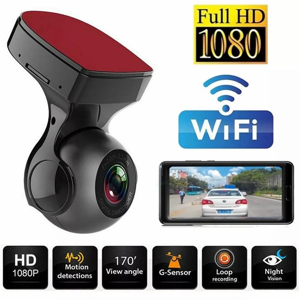 170 graders vidvinkel 1080P HD WiFi Dash Cam med nattesyn, G-sensor og bil DVR-kamera