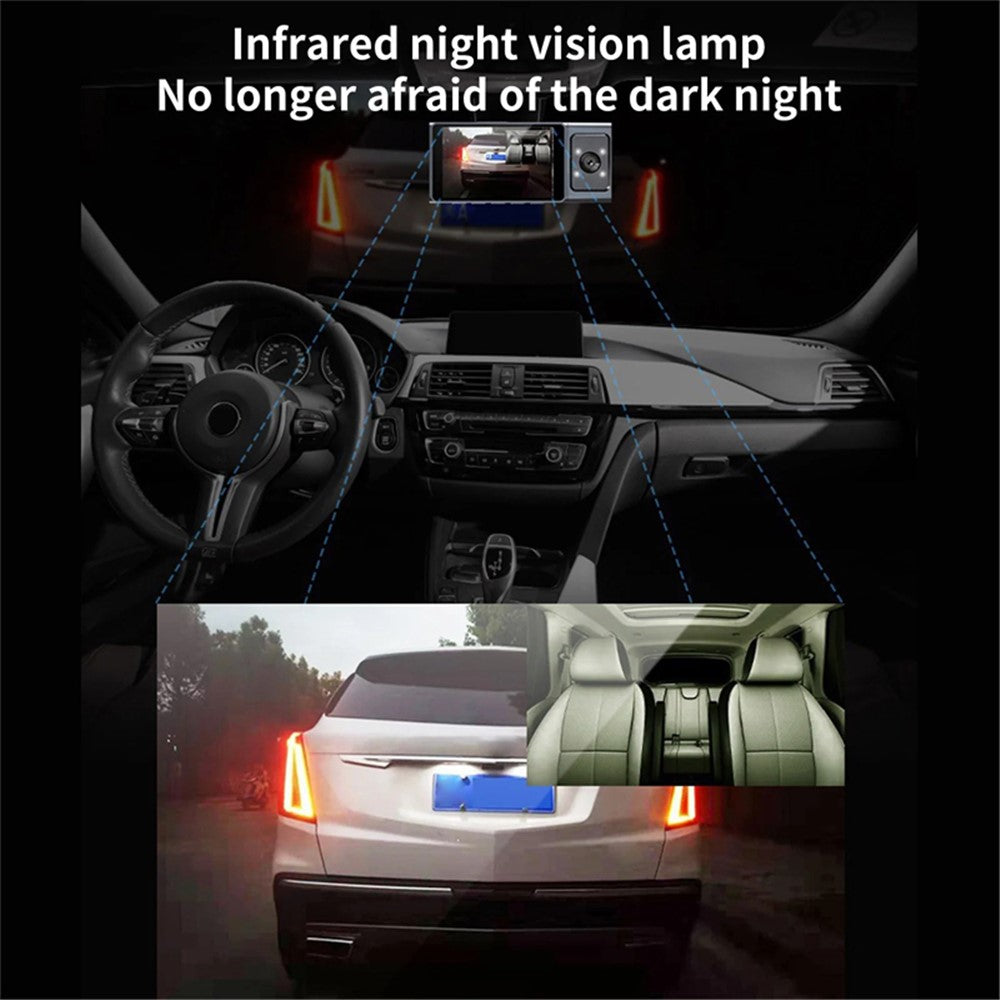 Triple Lens Dashcam 3 Inch IPS Screen 1080P HD Night Vision Car Recording WiFi Camera