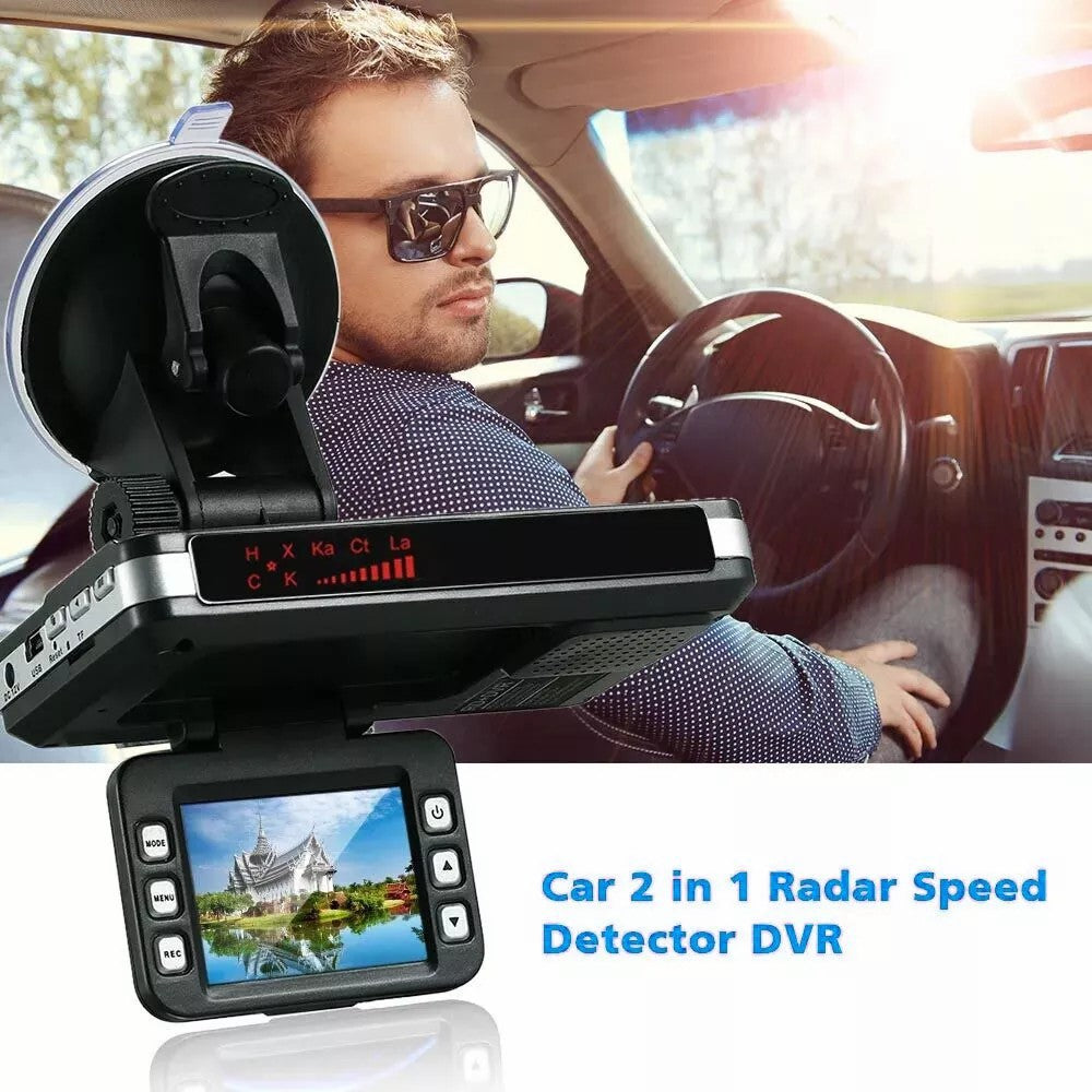 2-i-1 Nattevison Bil DVR Hastighedskamera Alert Dash Cam Radar Detektor (russisk version)