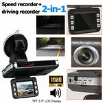 2-i-1 Nattevison Bil DVR Hastighedskamera Alert Dash Cam Radar Detektor (russisk version)