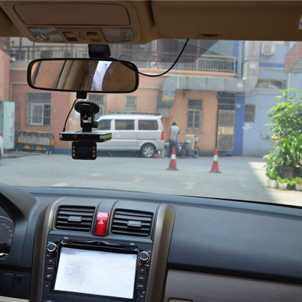 2-i-1 Nattevison Bil DVR Hastighedskamera Alert Dash Cam Radar Detektor (russisk version)