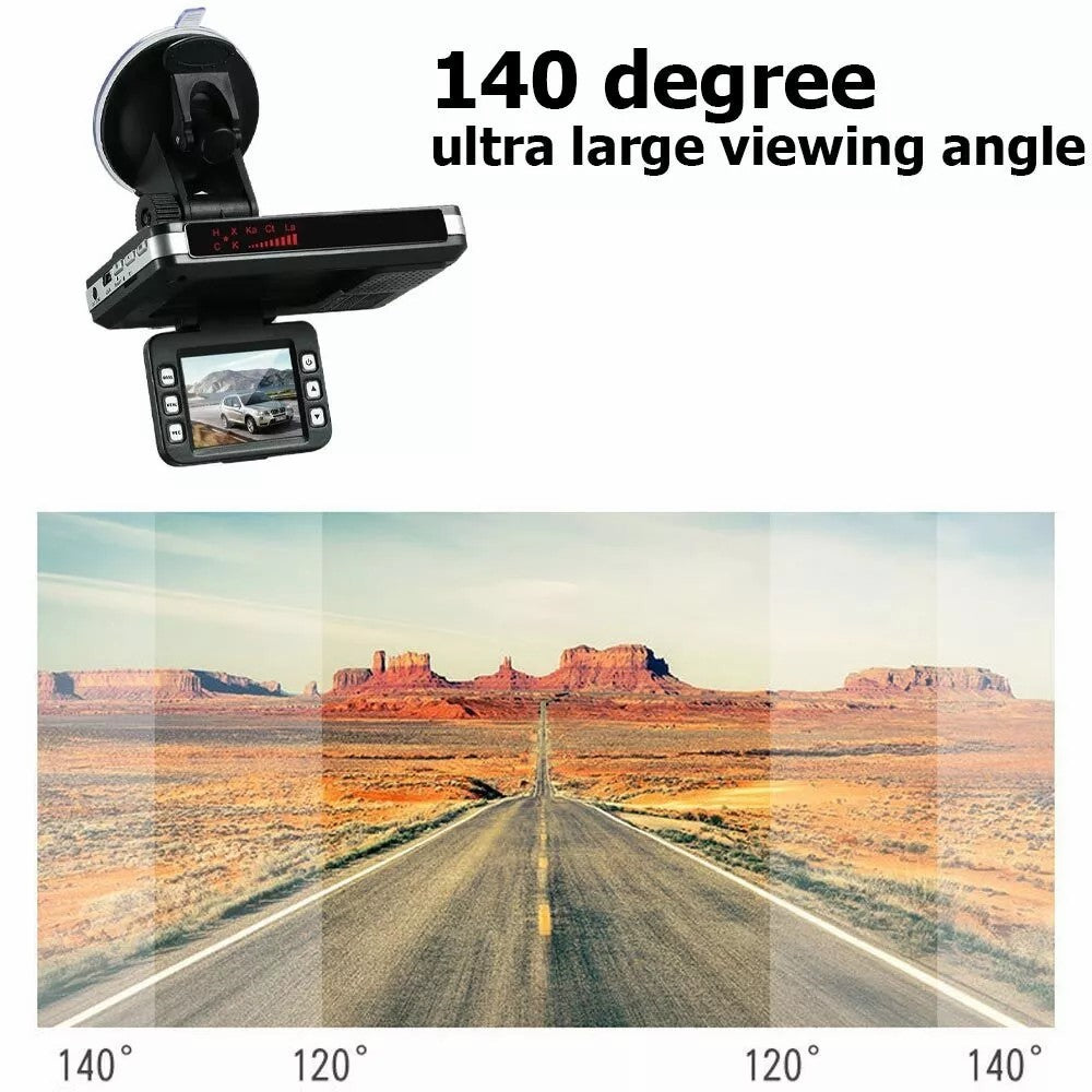 2-i-1 Nattevison Bil DVR Hastighedskamera Alert Dash Cam Radar Detektor (russisk version)