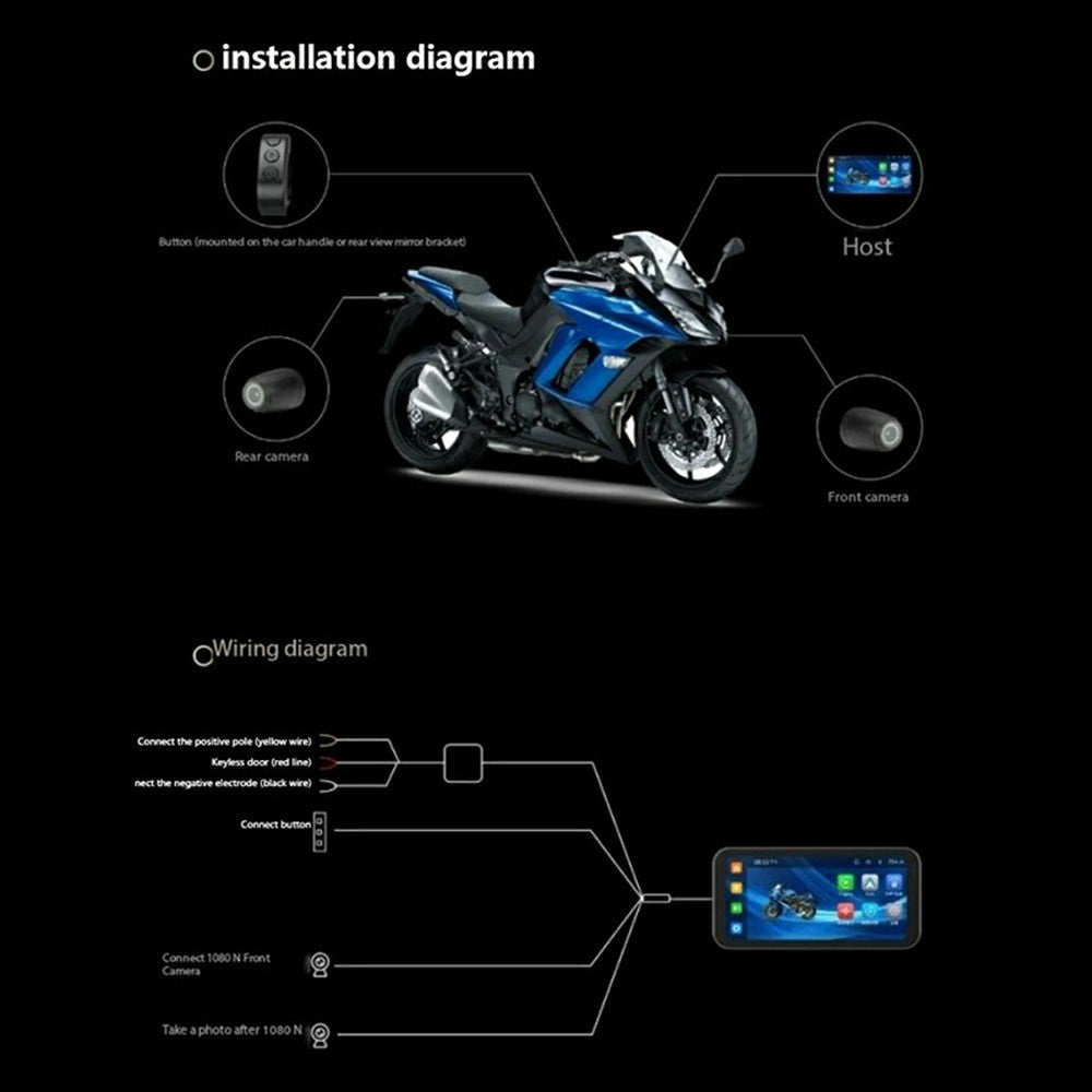 SJCAM RD10 6.25 Inch CarPlay  /  Android Auto Wireless Screen Mirroring Dual Camera Waterproof Motorcycle Dash Cam