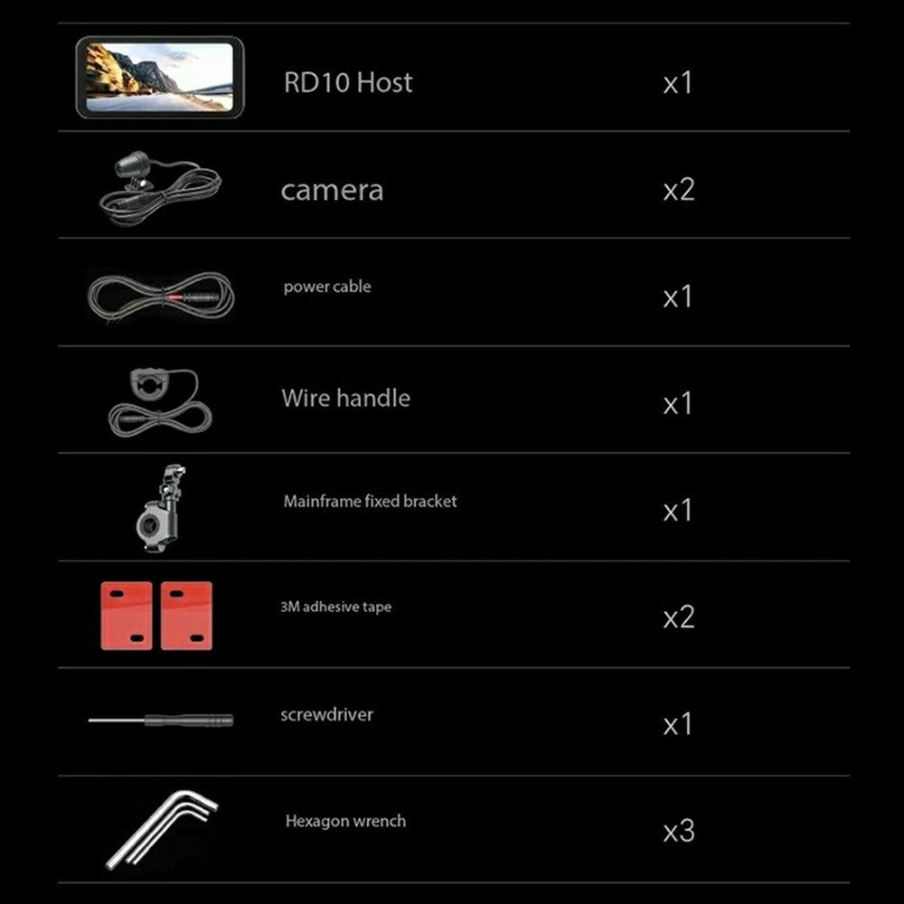 SJCAM RD10 6.25 Inch CarPlay  /  Android Auto Wireless Screen Mirroring Dual Camera Waterproof Motorcycle Dash Cam