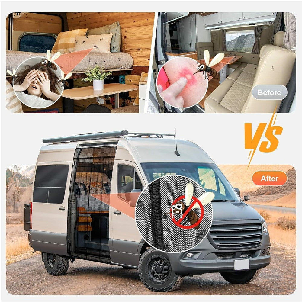125cm Magnetic Fly Screen RV Sliding Door Mosquito Net for Campervans Insect Proof Curtain