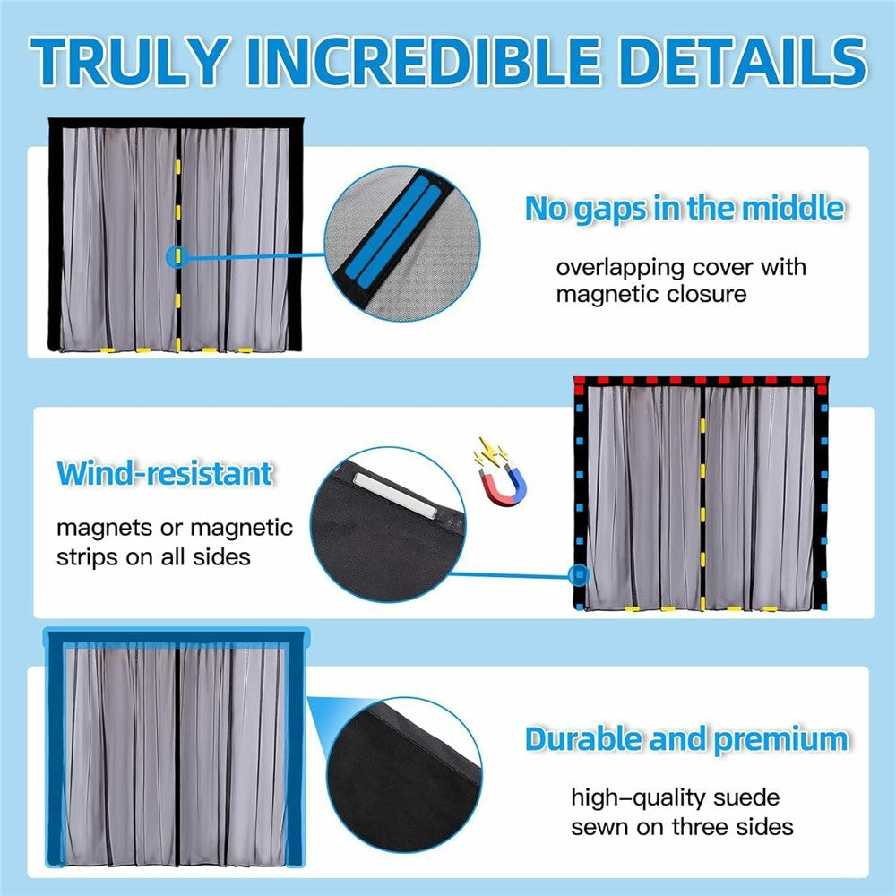 125cm Magnetic Fly Screen RV Sliding Door Mosquito Net for Campervans Insect Proof Curtain