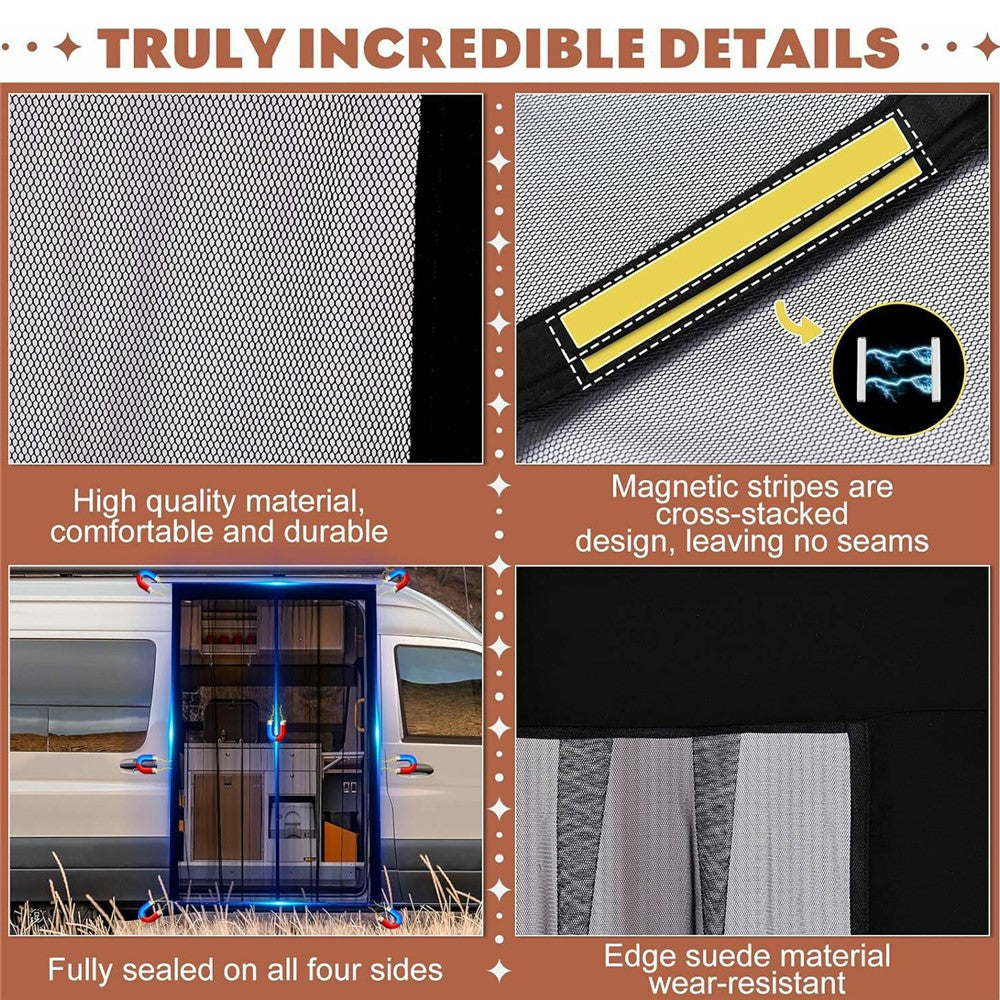 115cm Magnetic Fly Screen RV Sliding Door Mosquito Net for Campervans Insect Proof Curtain