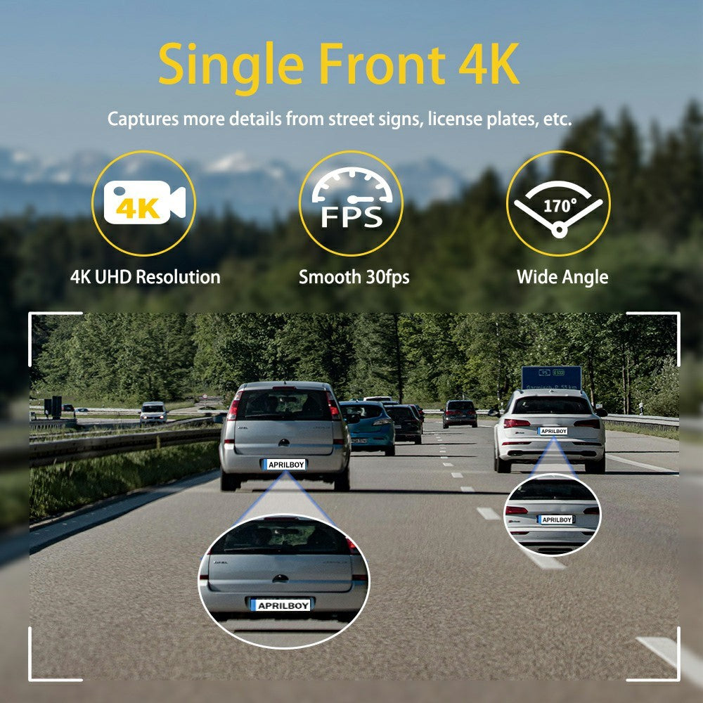 4K Dual Dash Cam Front and Rear Night Vision Parking Monitor GPS Tracking Car DVR