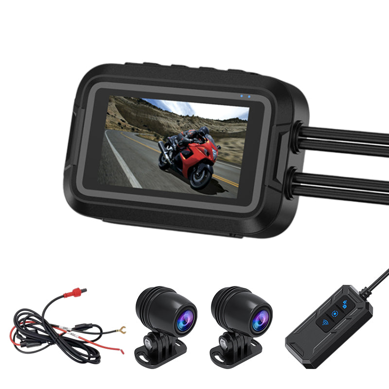 V9 Motorcycle Dash Cam Front and Rear Camera 1080P HD WiFi Night Vision IP65 Waterproof Dual Dash Camera