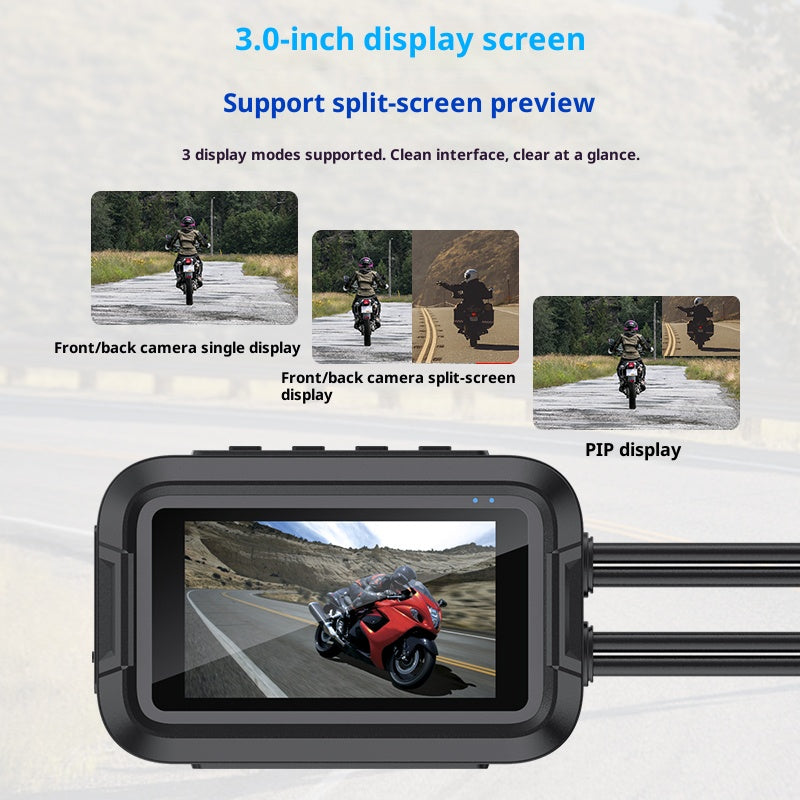 V9 Motorcycle Dash Cam Front and Rear Camera 1080P HD WiFi Night Vision IP65 Waterproof Dual Dash Camera
