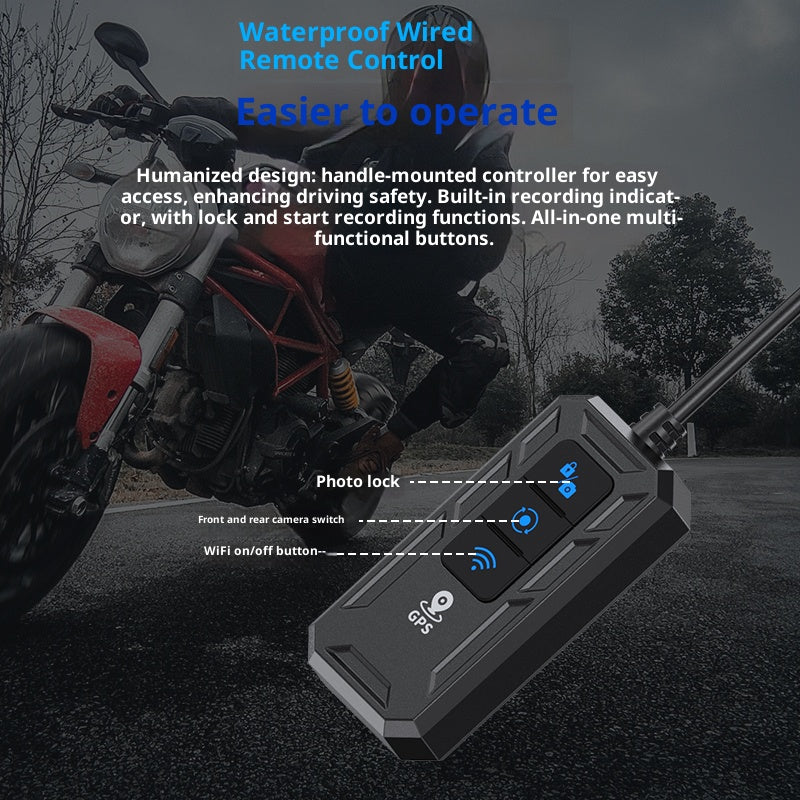 V9 Motorcycle Dash Cam Front and Rear Camera 1080P HD WiFi Night Vision IP65 Waterproof Dual Dash Camera