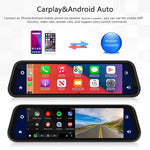 904 9.66 inch Touchscreen Dash Cam CarPlay Full-Screen Streaming Rearview Mirror 4K+1080P Dual Lens Car DVR with Night Vision  /  Emergency Recording