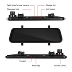 904 9.66 inch Touchscreen Dash Cam CarPlay Full-Screen Streaming Rearview Mirror 4K+1080P Dual Lens Car DVR with Night Vision  /  Emergency Recording