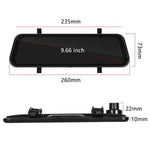 904 9.66 inch Touchscreen Dash Cam CarPlay Full-Screen Streaming Rearview Mirror 4K+1080P Dual Lens Car DVR with Night Vision  /  Emergency Recording