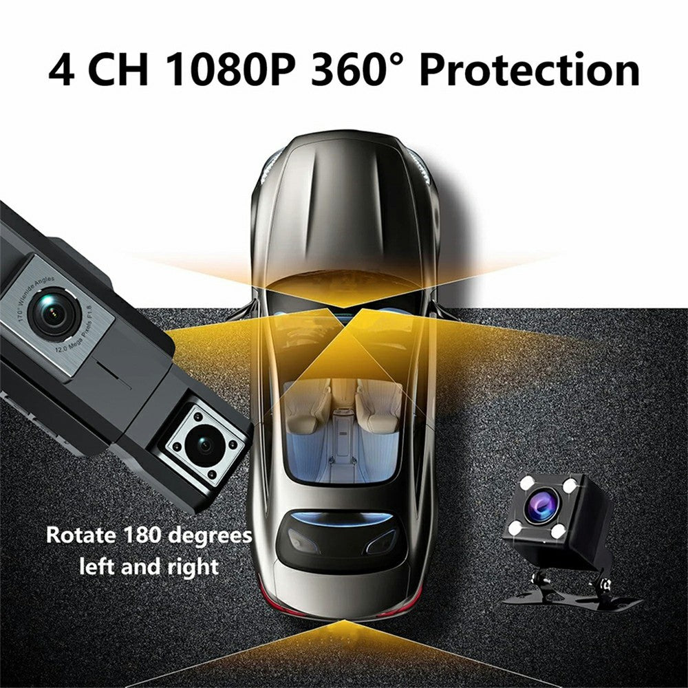 9728D 1080P WiFi Dash Cam HD 4 Channel Cameras with Night Vision Loop Recording