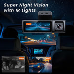F9 3 Channels Dash Cam GPS 4K Front + 1080P Inside and Rear Night Vision Car Camera Support WiFi App Control
