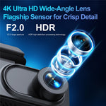 L50 4K Dash Cam Front Rear Dual Camera 160 Degree Wide Angle WiFi Parking Monitor Driving Recorder