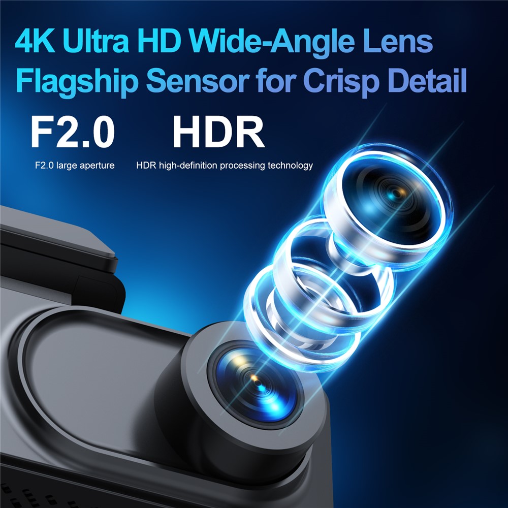L50 4K Dash Cam Front Rear Dual Camera 160 Degree Wide Angle WiFi Parking Monitor Driving Recorder