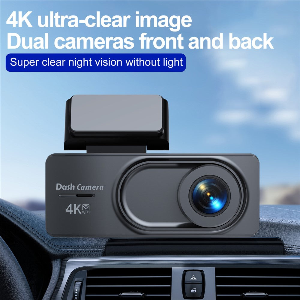 L50 4K Dash Cam Front Rear Dual Camera 160 Degree Wide Angle WiFi Parking Monitor Driving Recorder