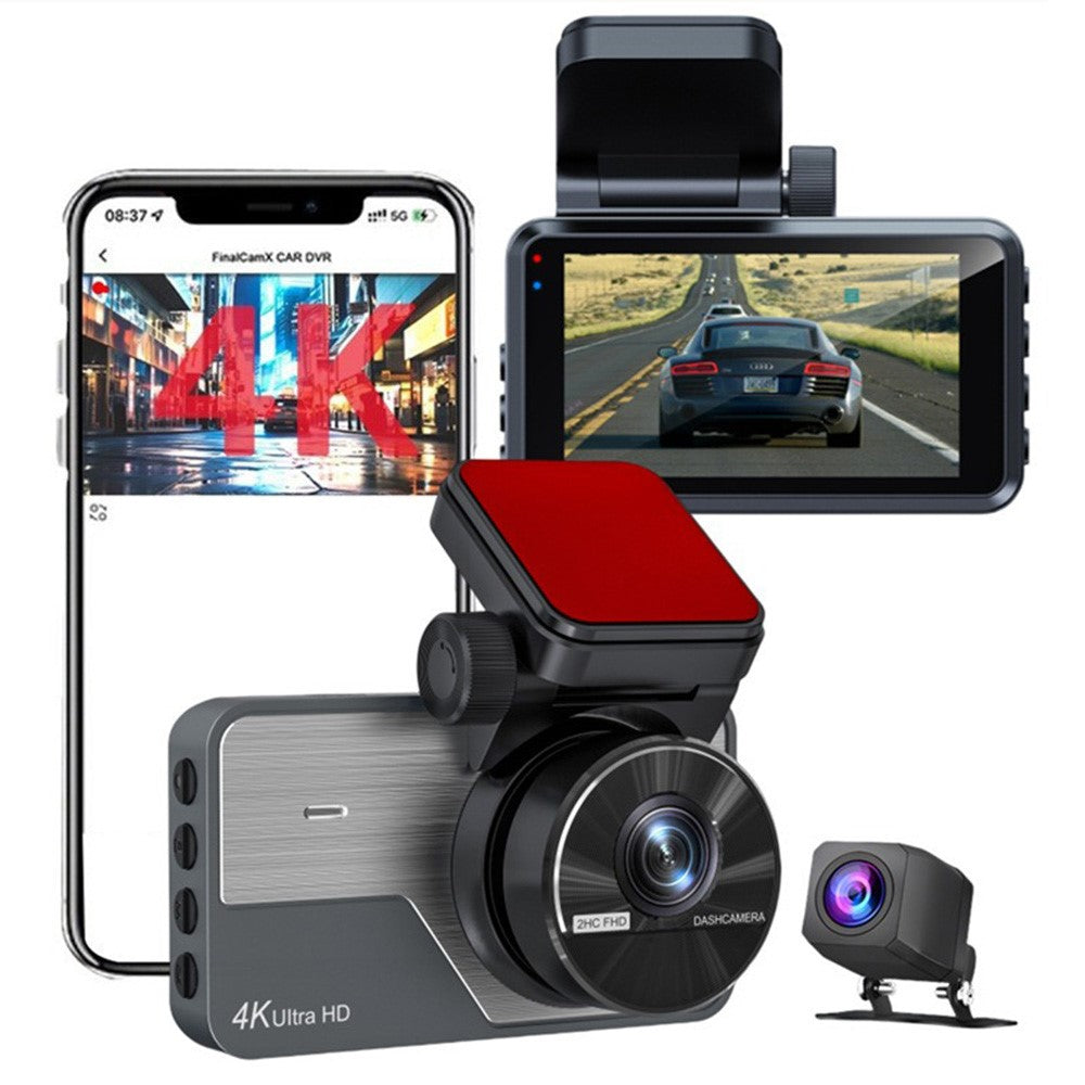 Y06 4K front + 2K rear dashcam, 3,0" IPS-skærm, loop-optagelse, nattesyn, kamera til optagelse af kørsel