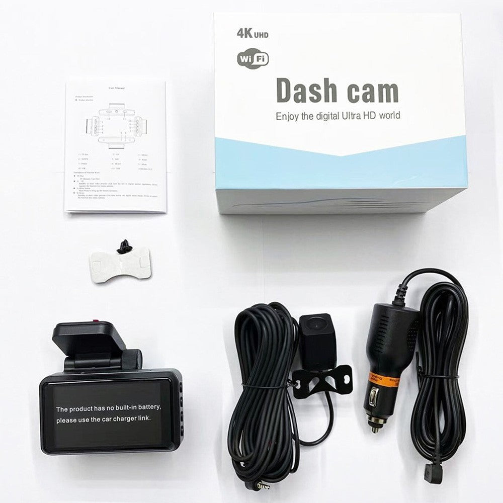 Y06 4K front + 2K rear dashcam, 3,0" IPS-skærm, loop-optagelse, nattesyn, kamera til optagelse af kørsel